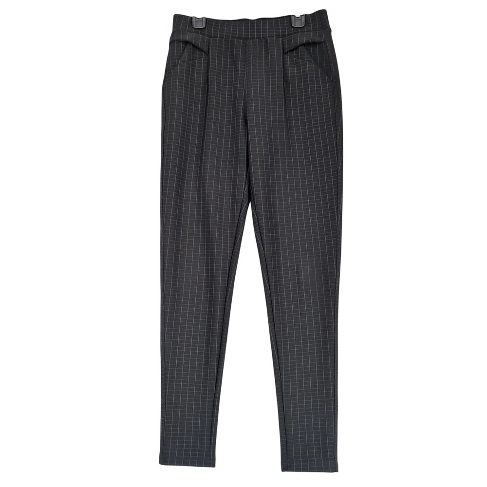 Kay Unger NY Black Windowpane Dress Pants Womens S 27x30" Pull-On Slacks Career